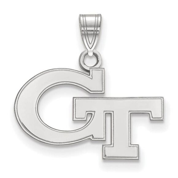 10k White Gold Georgia Technology Small 'GT' Pendant